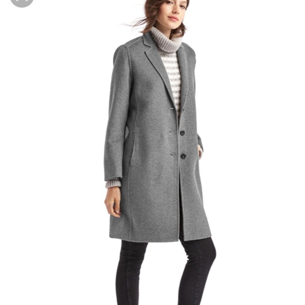 Gap grey wool coat pea coat trench coat xsmall